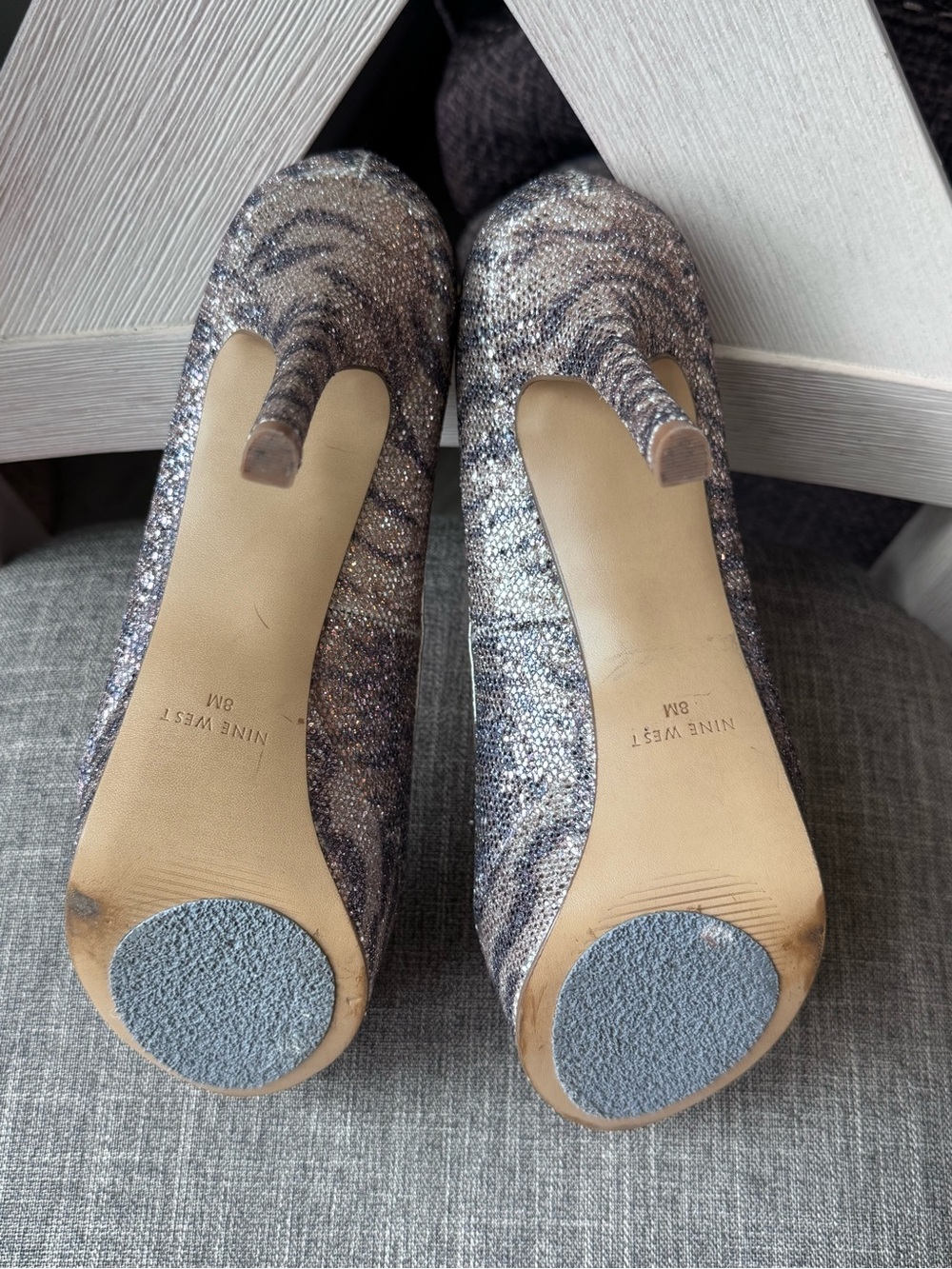 Nine West Mendoza Glitter Platform Pumps in Zebra Print Multi Color size 8 - Picture 7 of 10